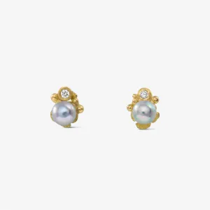 18k Gold Akoya Pearl Stud Earrings