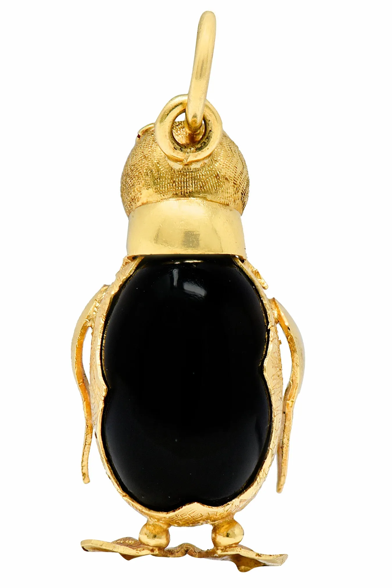 1960's Vintage Black & White Agate 18 Karat Gold Penguin Charm