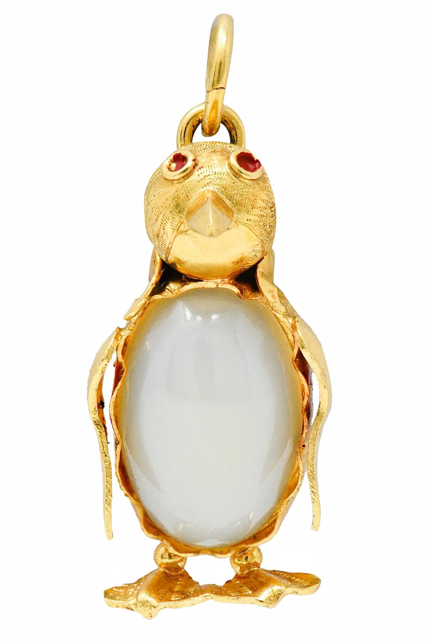 1960's Vintage Black & White Agate 18 Karat Gold Penguin Charm