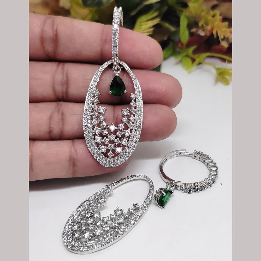 Aamrapali Silver Plated AD Dangler Earrings