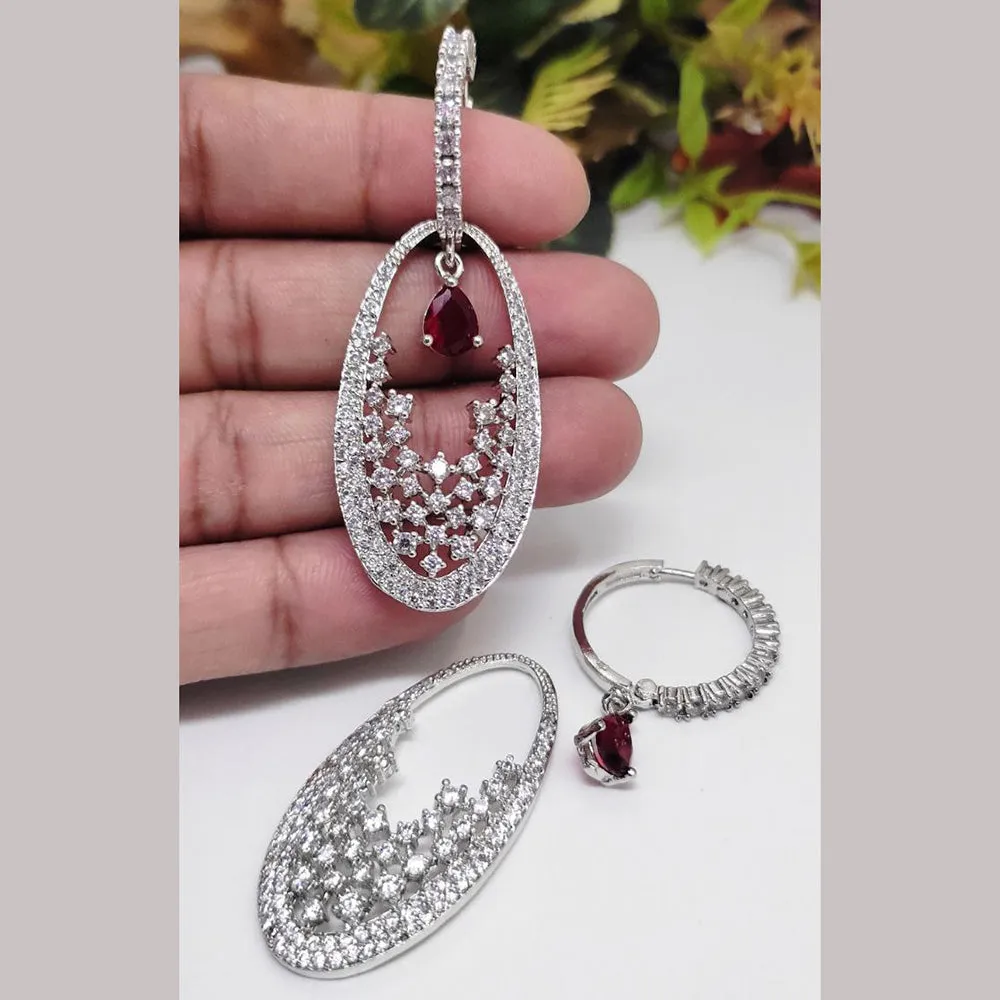 Aamrapali Silver Plated AD Dangler Earrings