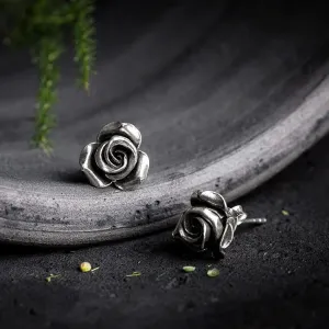 Alt Silver Stud Rose Earrings