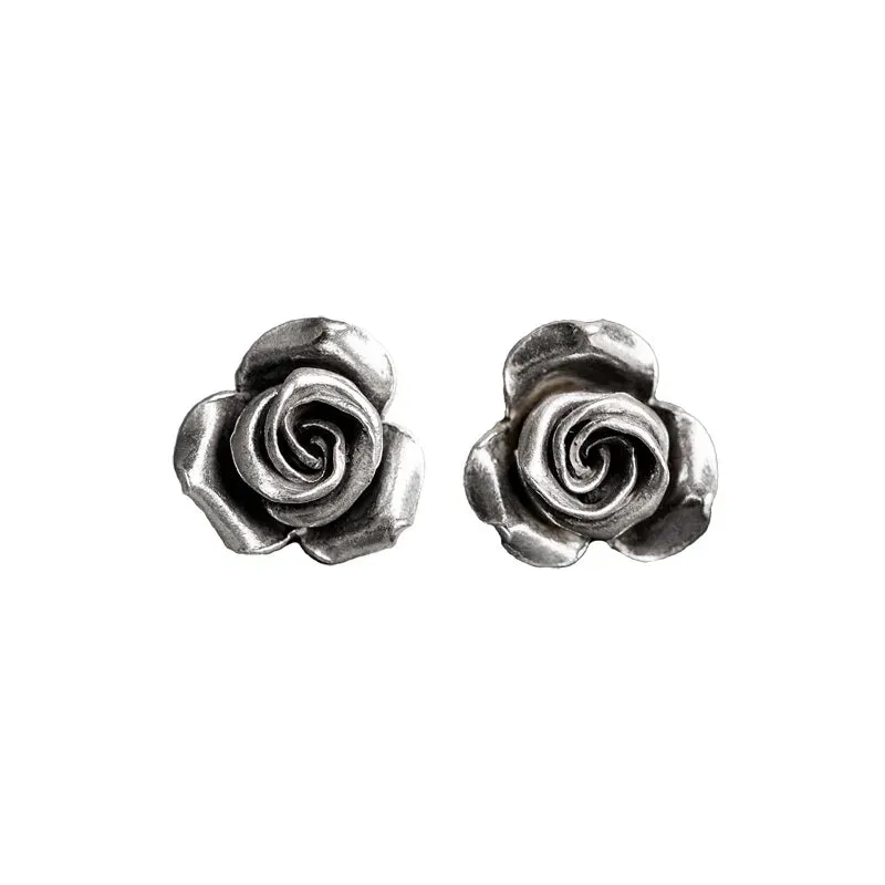 Alt Silver Stud Rose Earrings