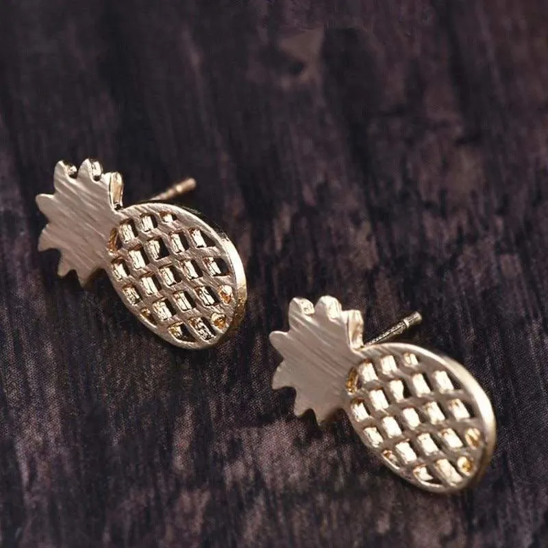 Animal And Pineapple Stud Earrings