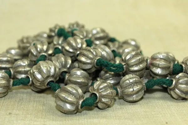 Antique Knotted Silver Bead Necklace from India