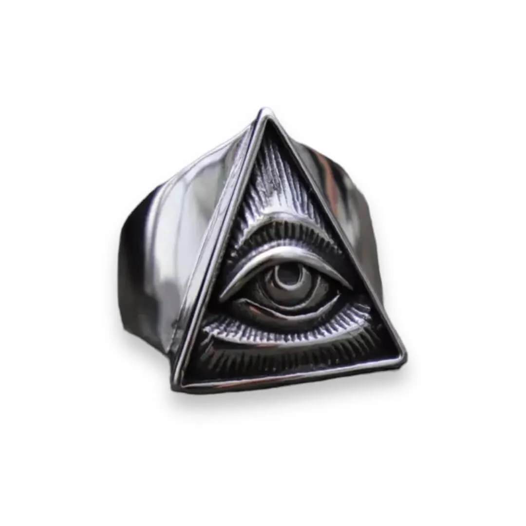 Antique Silver All Seeing Eye Pyramid Ring