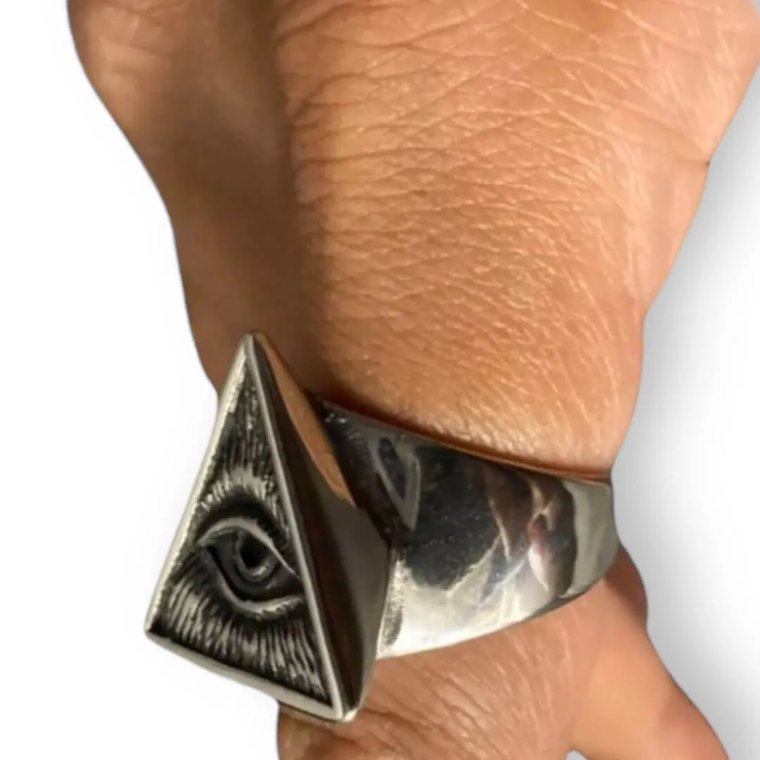 Antique Silver All Seeing Eye Pyramid Ring