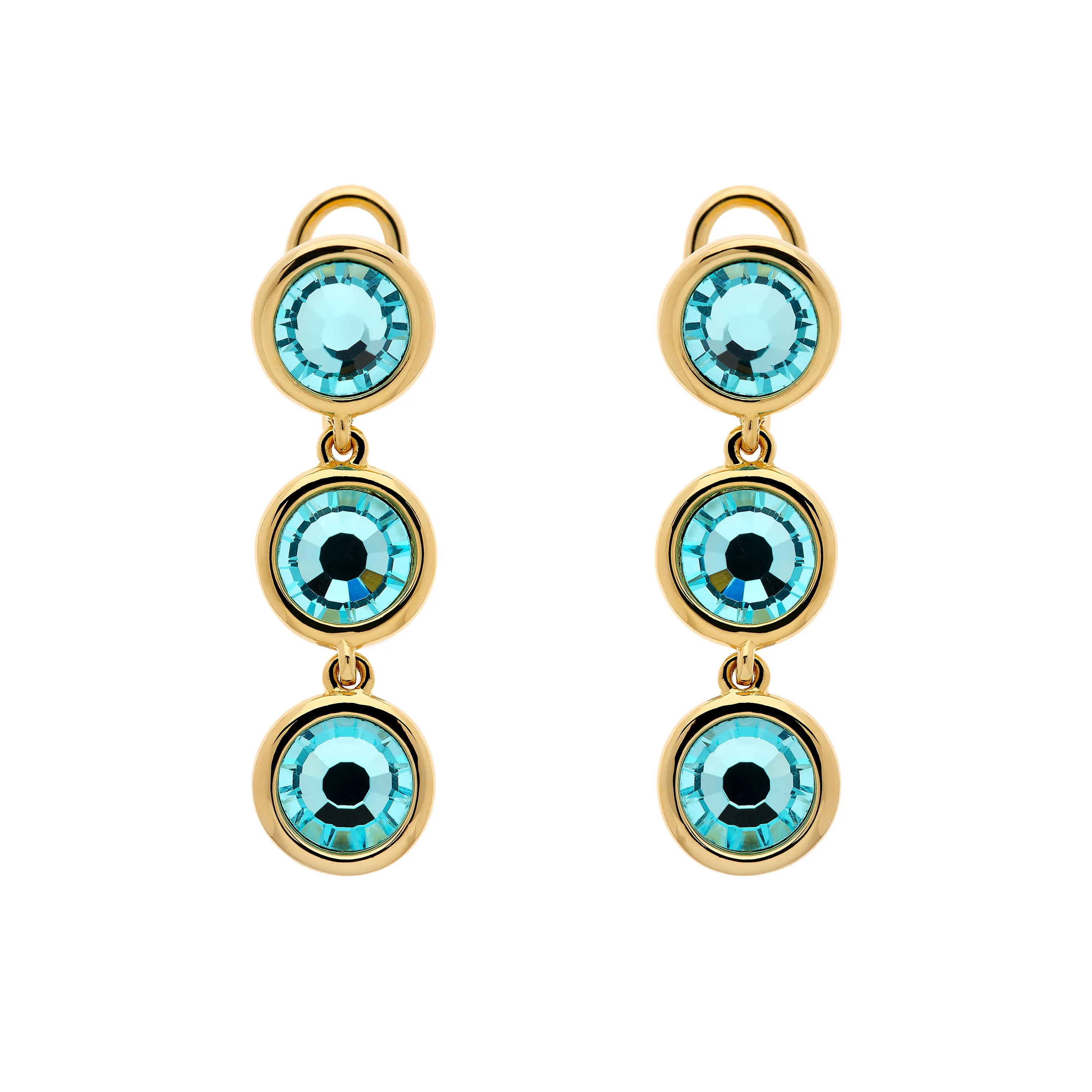 Aqua Crystal Drop Clip Earrings