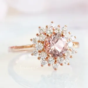 Avery Natural Morganite Engagement Ring- 14K Solid Rose Gold