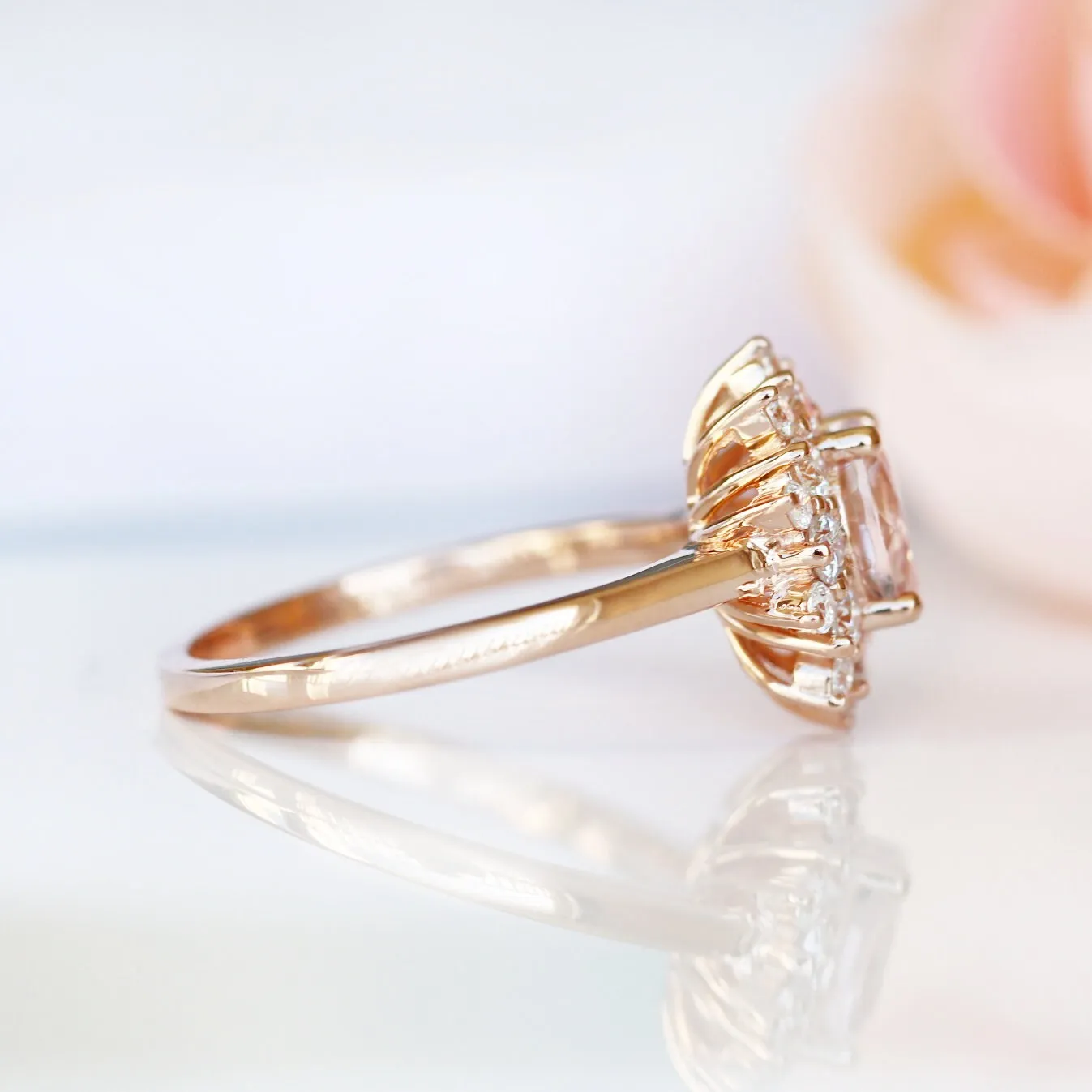 Avery Natural Morganite Engagement Ring- 14K Solid Rose Gold