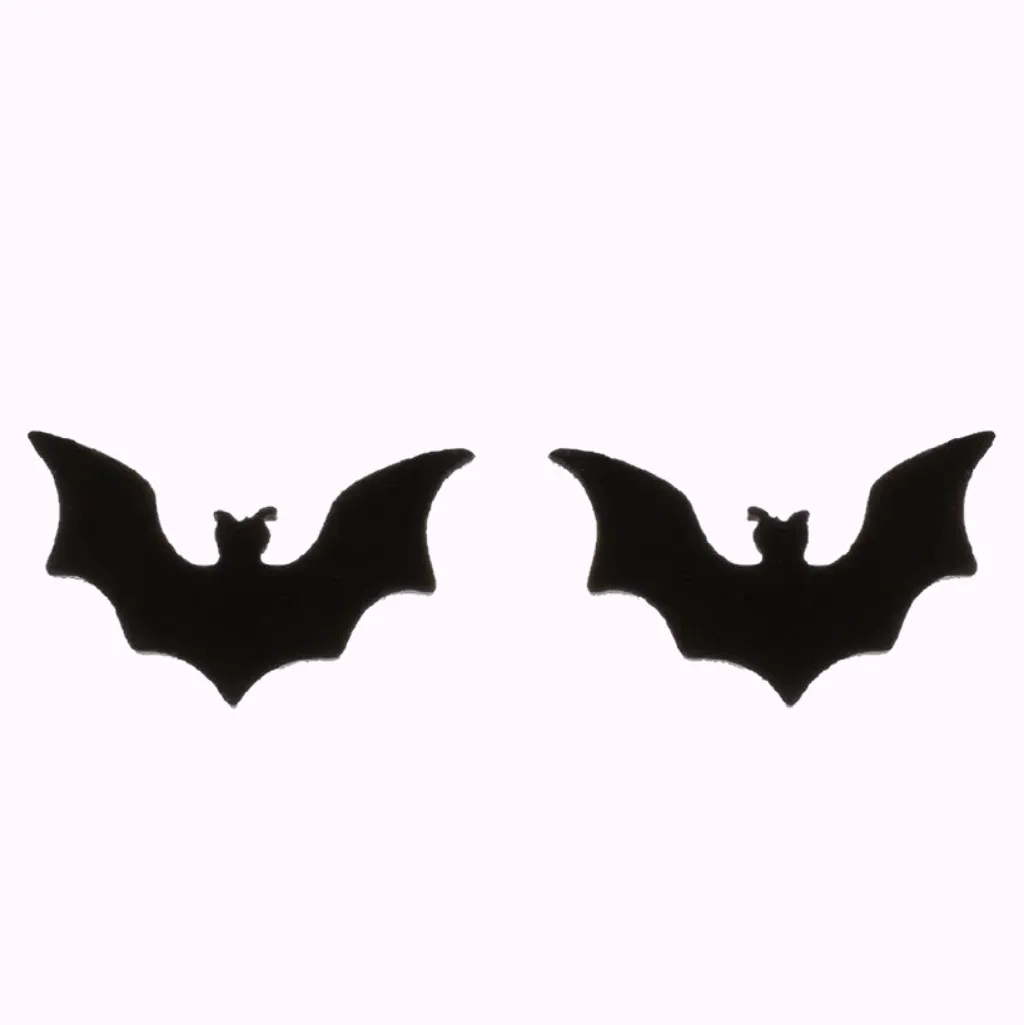 Bat Earrings Stainless Steel Stud Earrings - Black or Silver