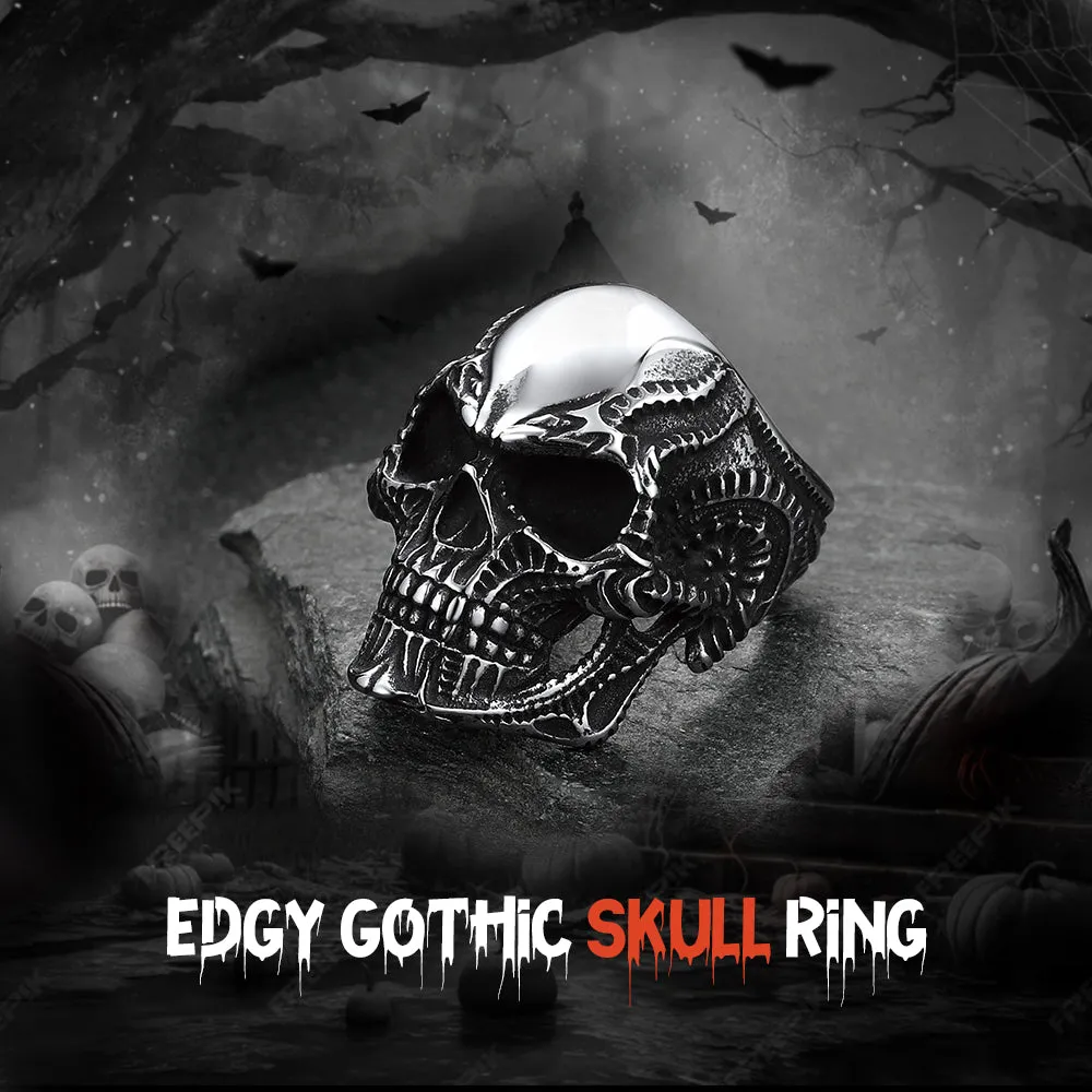 Biker Gothic Skull Ring for Men in Stainless Steel