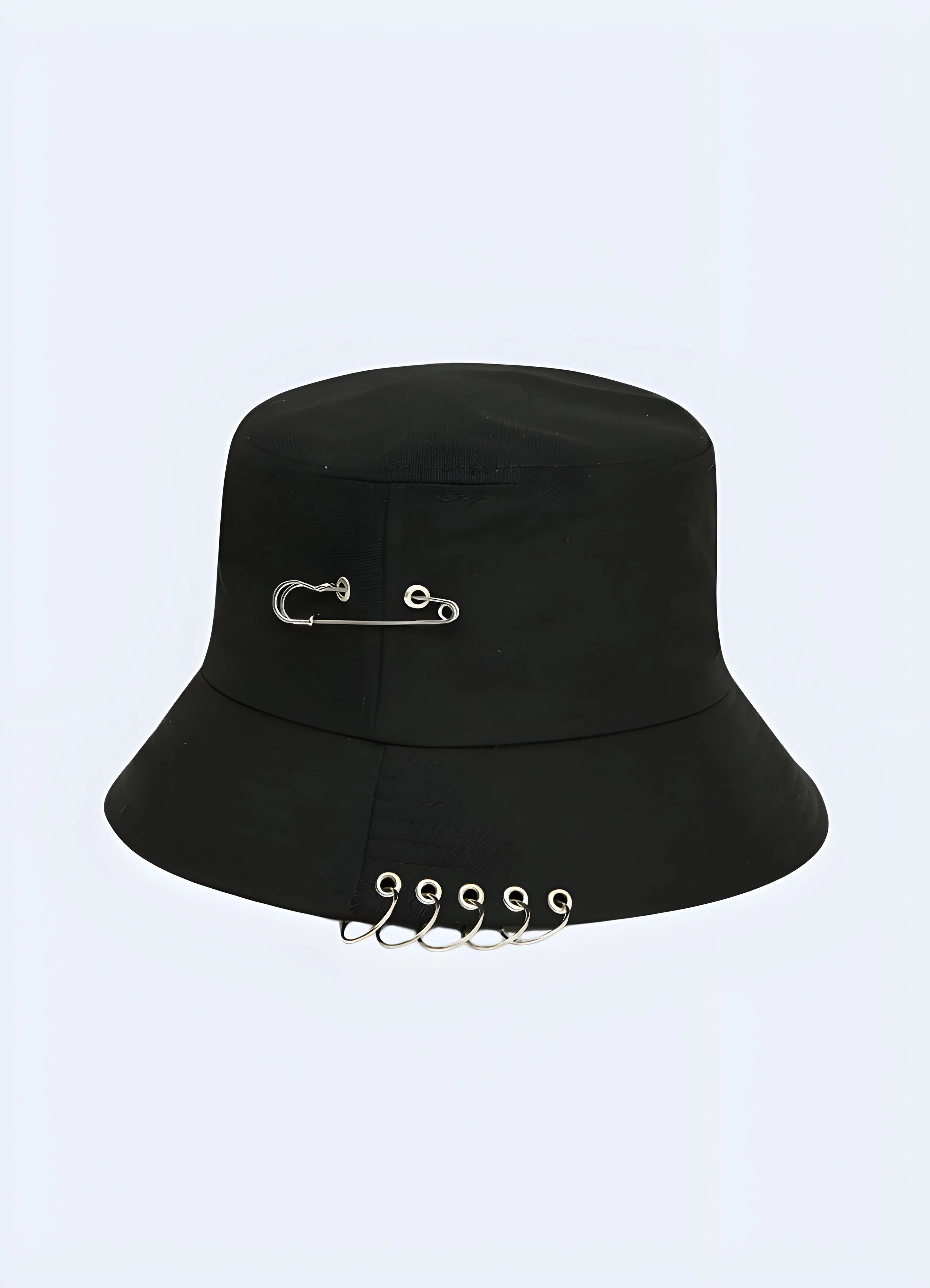 Black Bucket Hat With Rings