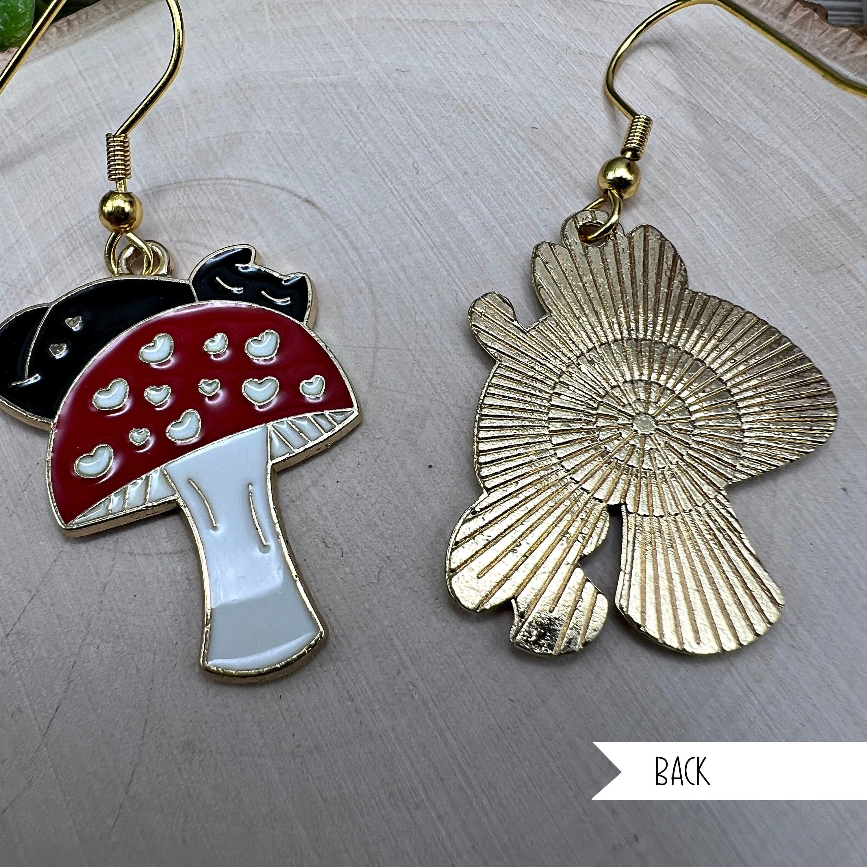 Black Cat & Mushroom Earrings