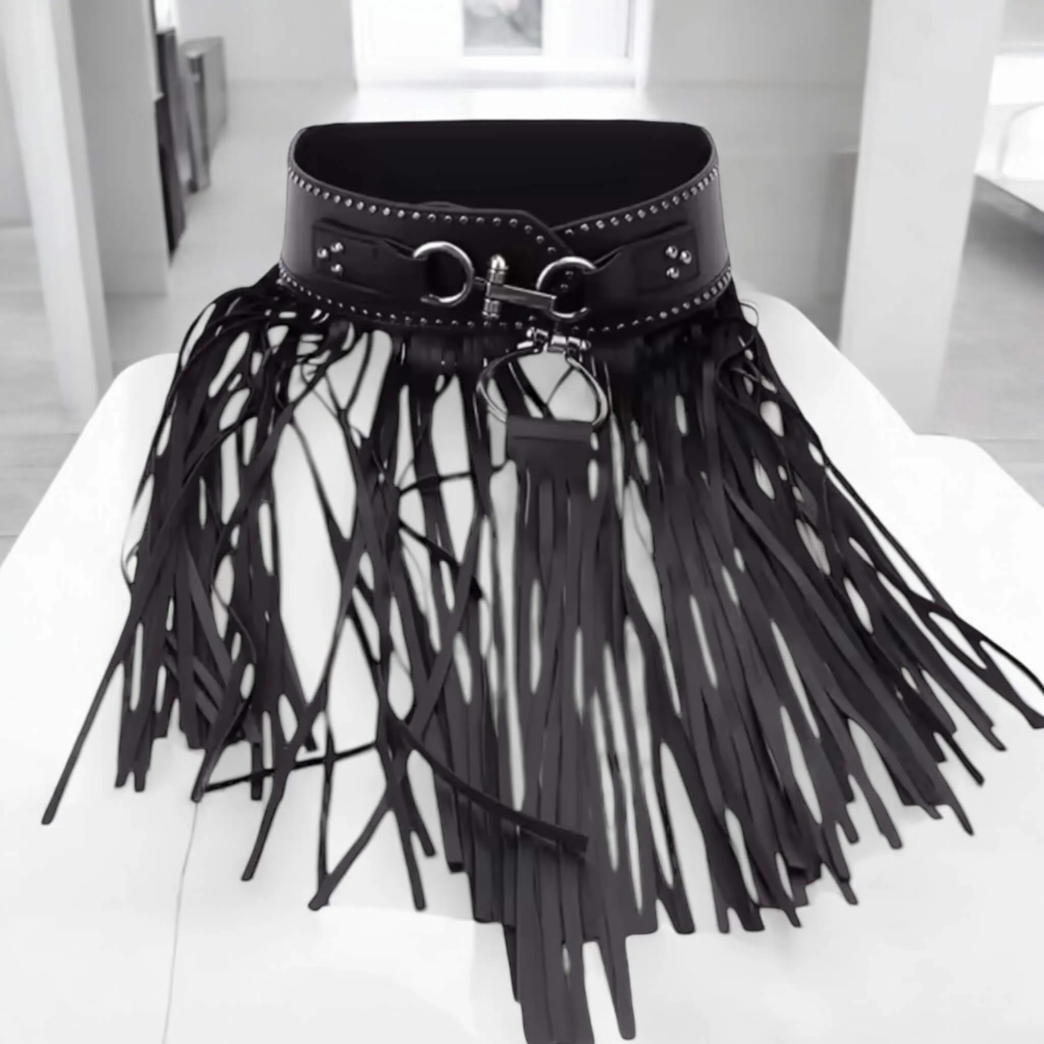 Black Fringe Skirt Belt for Women