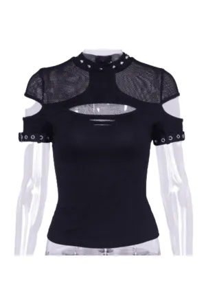 Black Mesh & Cutout Top