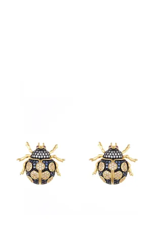 Blue Zafiro Crystal Beetle Stud Earrings