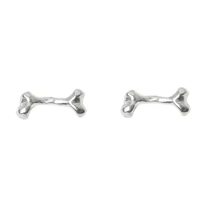 Bone Stud Silver Earrings