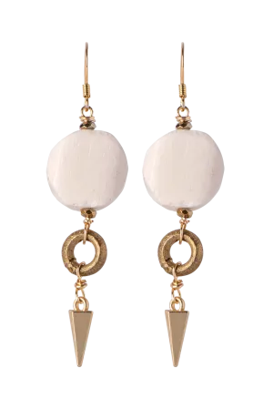 Breathe Deep Carved Bone Coin Earrings