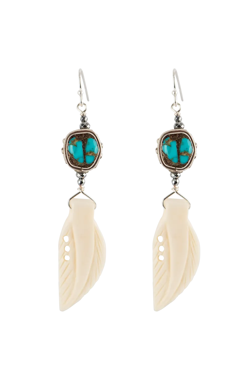 Breathe Deep Turquoise & Bone Earrings