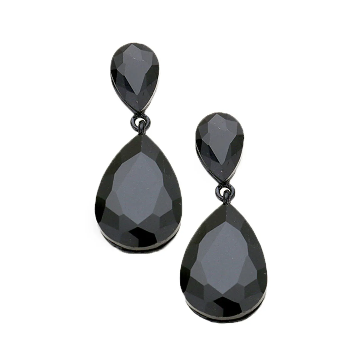 Crystal Double Teardrop Evening Earrings