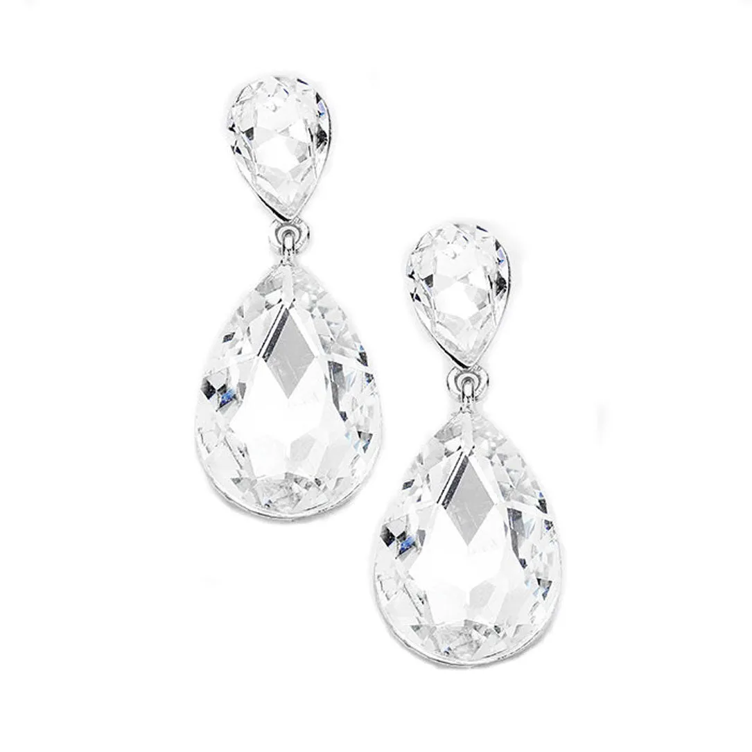 Crystal Double Teardrop Evening Earrings