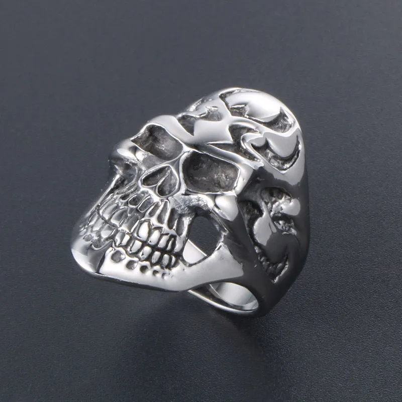 Customizable Hipster Punk Skull Titanium Steel Ring for Men - Alternative Rock Jewelry for Nightclubs