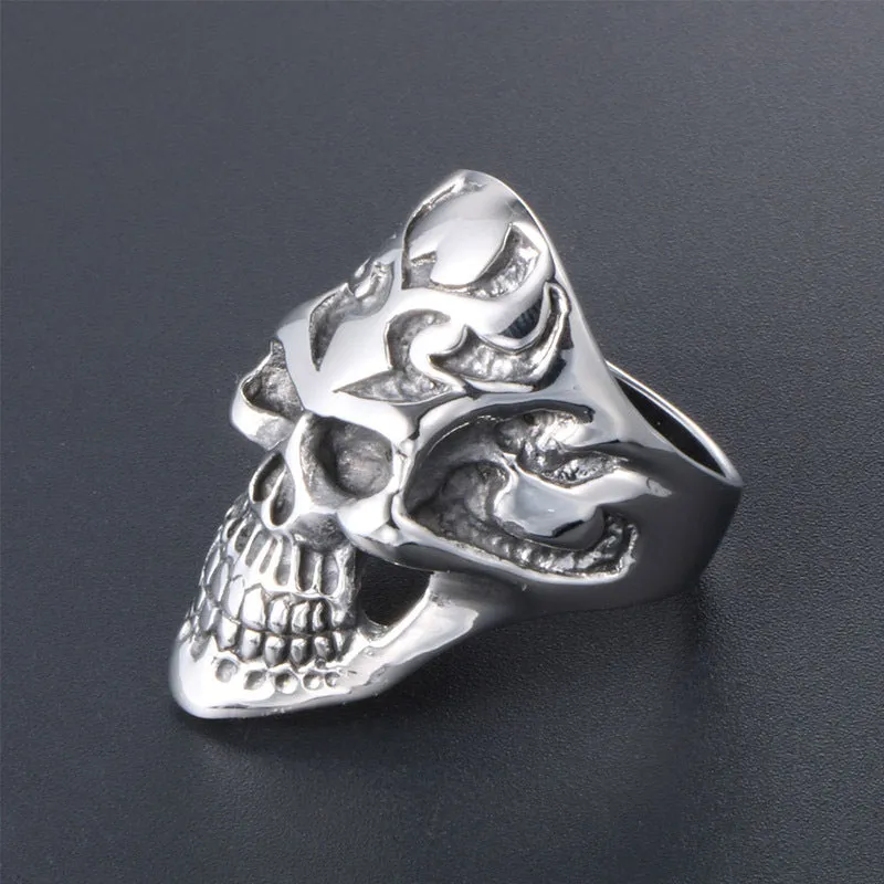 Customizable Hipster Punk Skull Titanium Steel Ring for Men - Alternative Rock Jewelry for Nightclubs