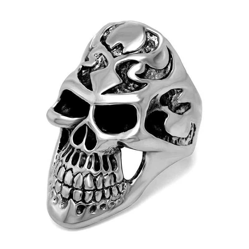 Customizable Hipster Punk Skull Titanium Steel Ring for Men - Alternative Rock Jewelry for Nightclubs