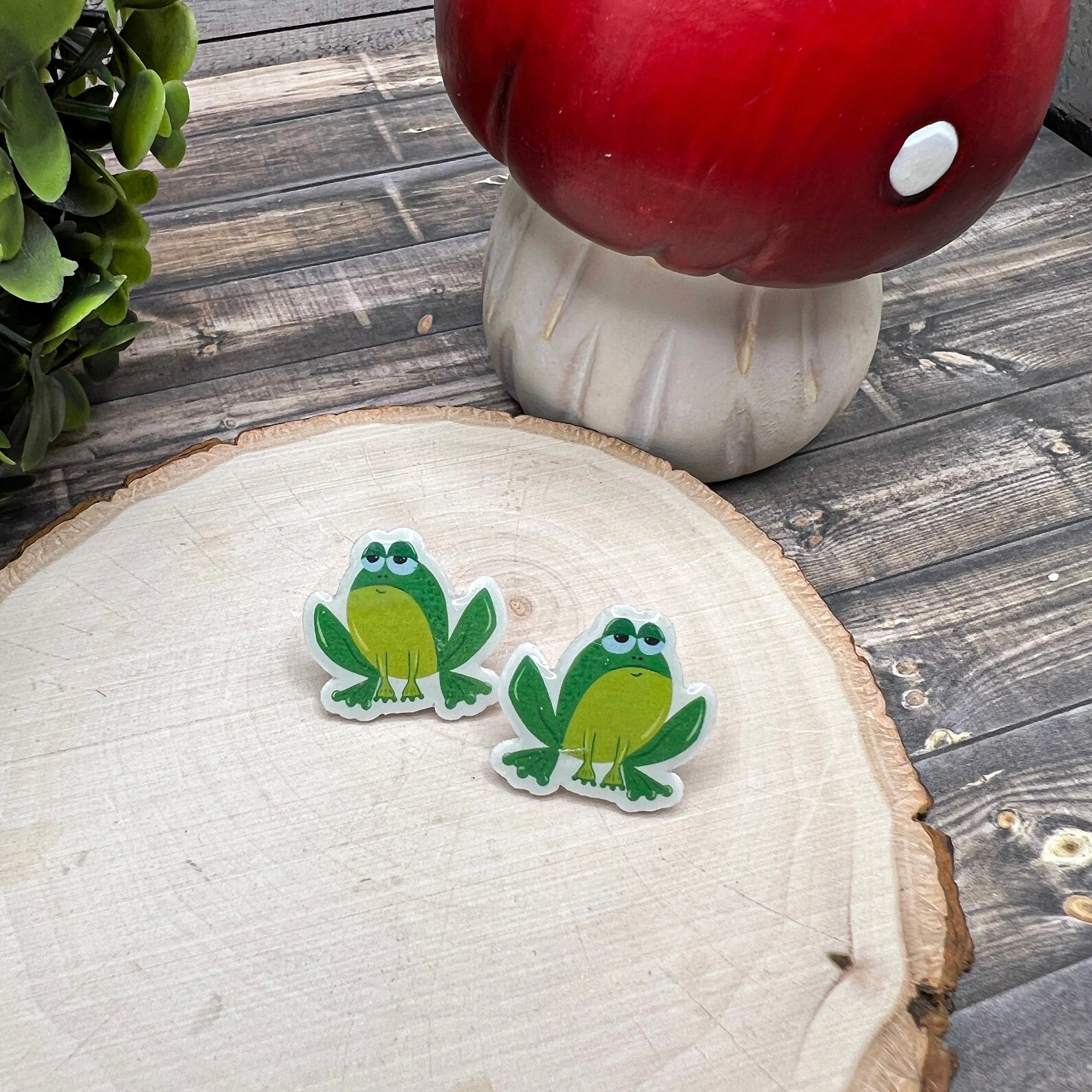 Cute Cartoon Frog Plastic Stud Earrings