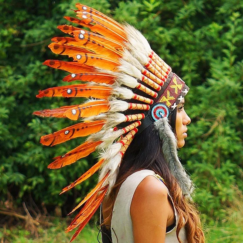 Dark Orange Chief Headdress - 65cm