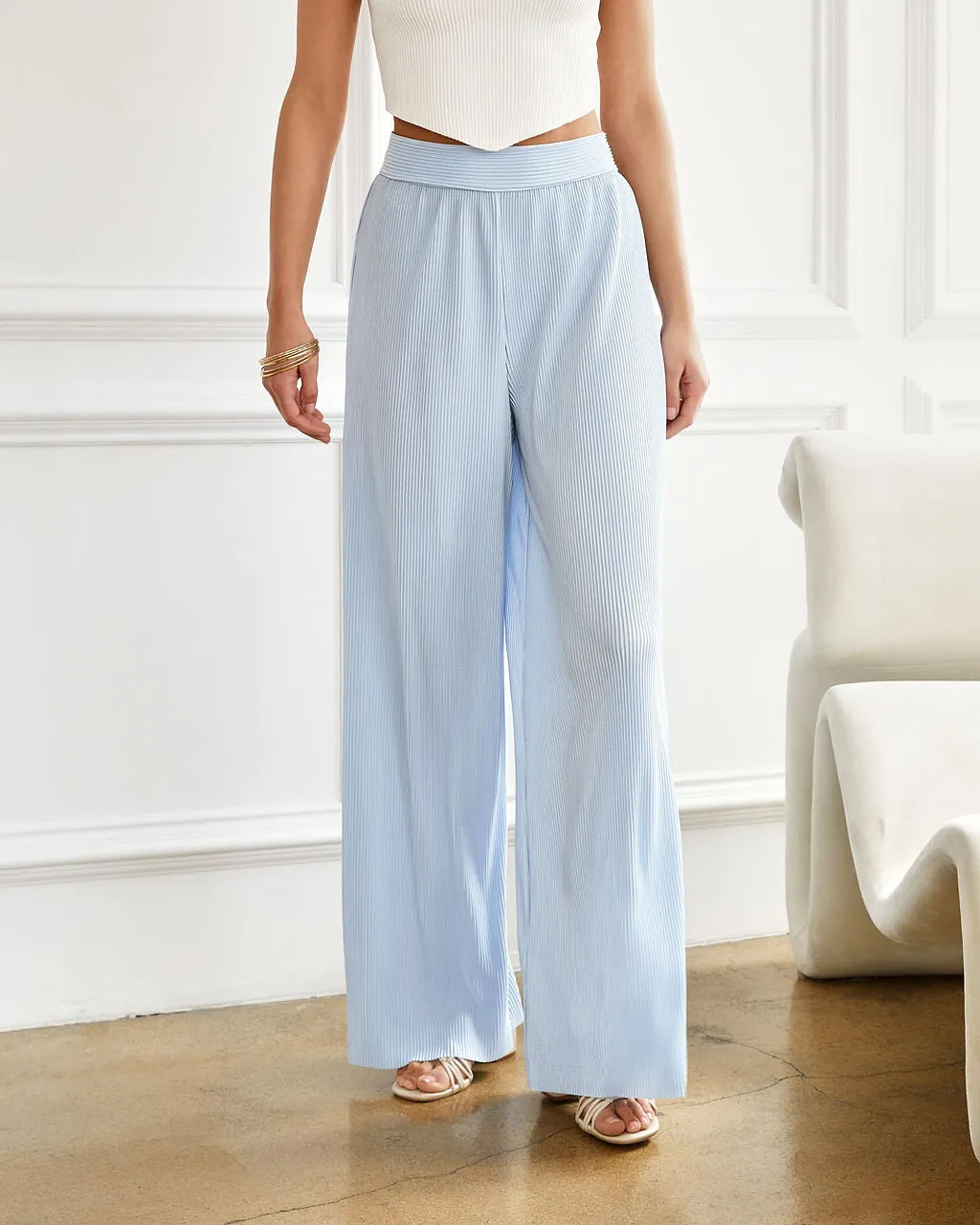 Estellita Plisse Wide Leg Pants