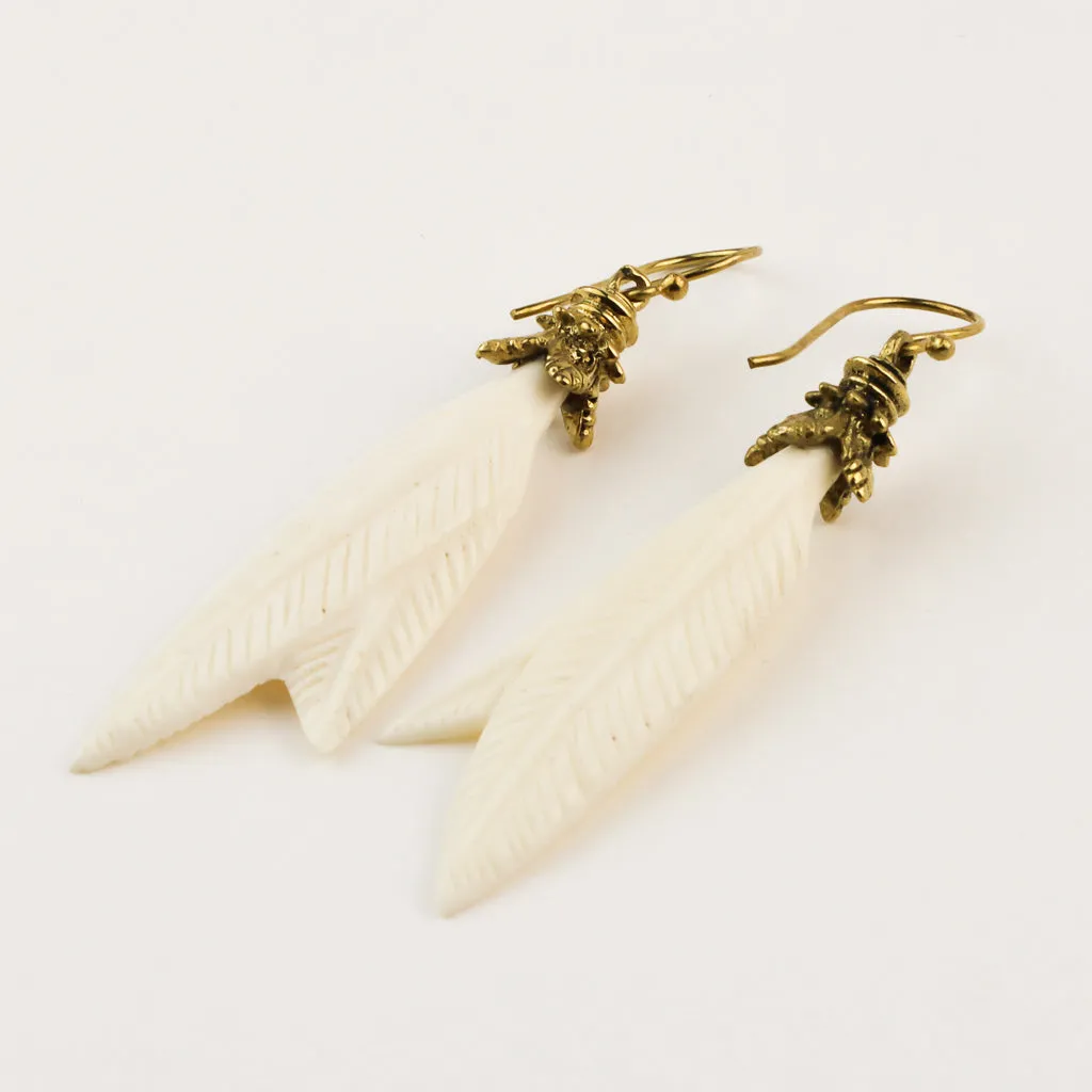 Feather Earrings - Bone