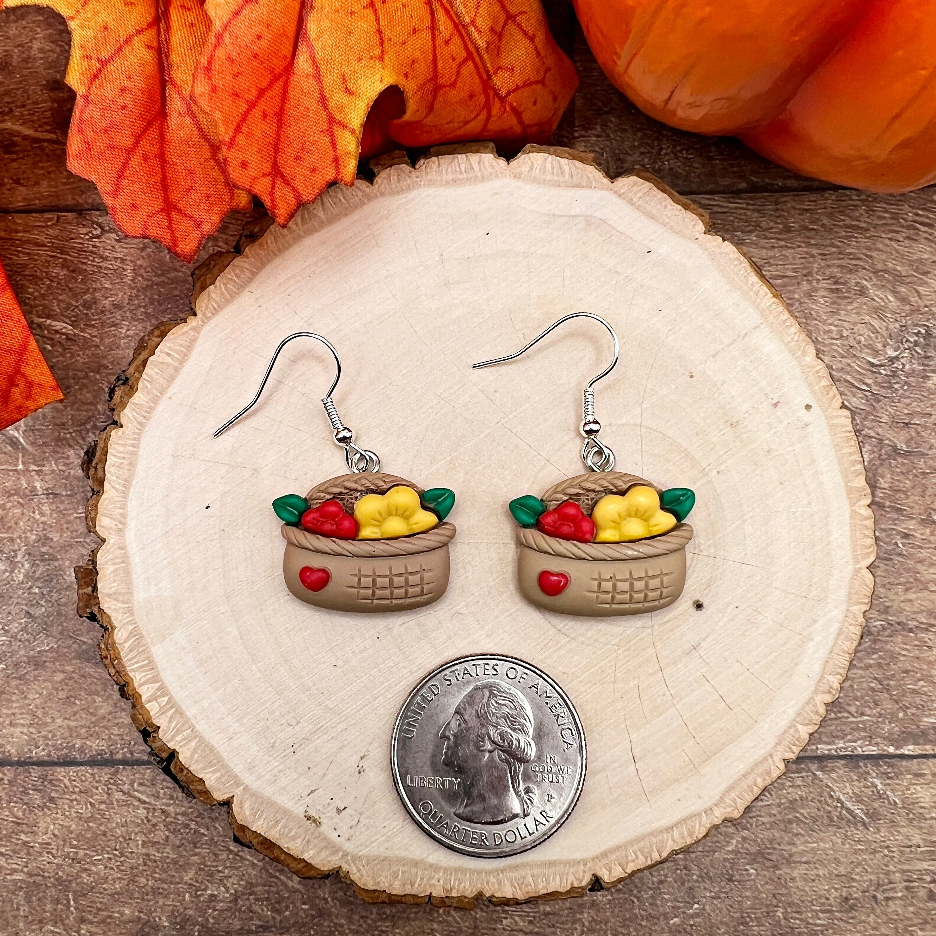 Flower Farmers' Market Harvest Basket Autumn Fall Plant, Hypoallergenic  Earrings - Clearance