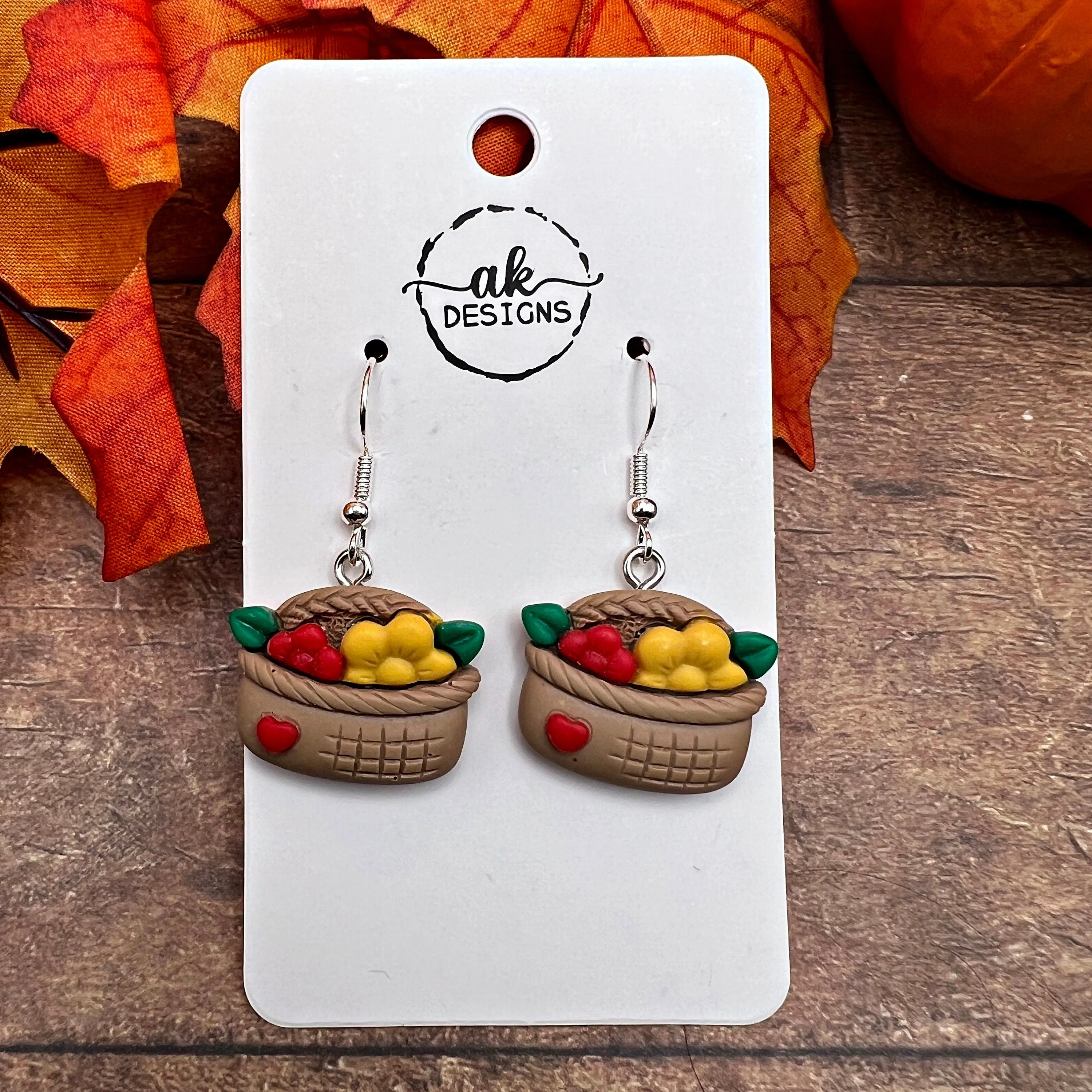 Flower Farmers' Market Harvest Basket Autumn Fall Plant, Hypoallergenic  Earrings - Clearance