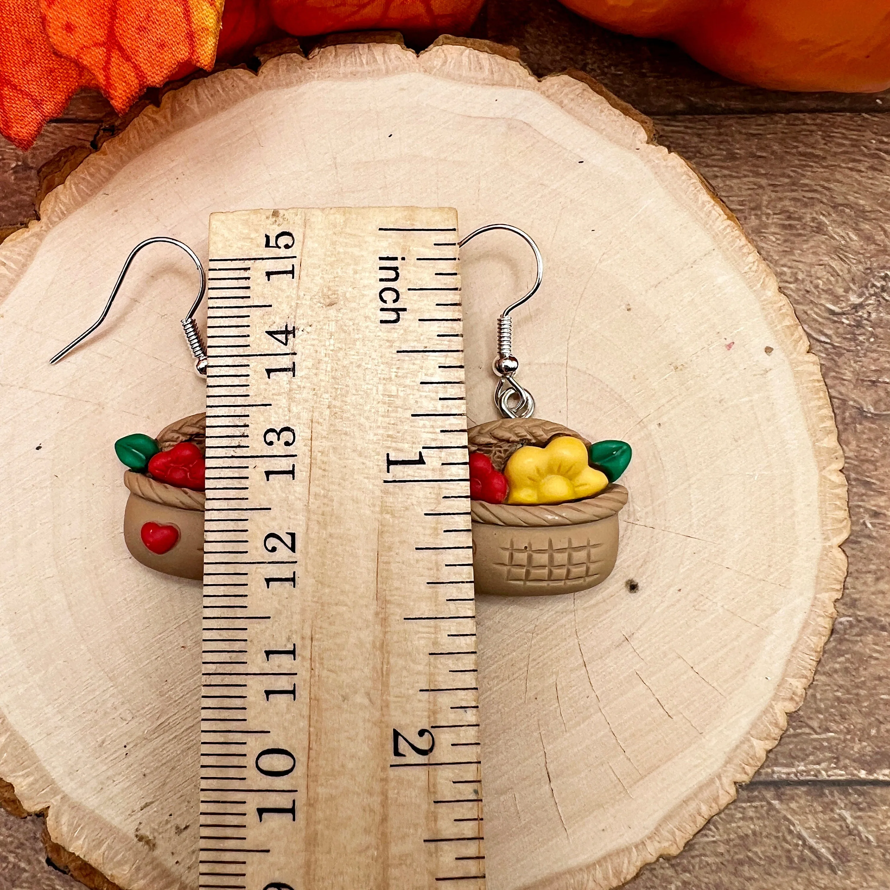 Flower Farmers' Market Harvest Basket Autumn Fall Plant, Hypoallergenic  Earrings - Clearance