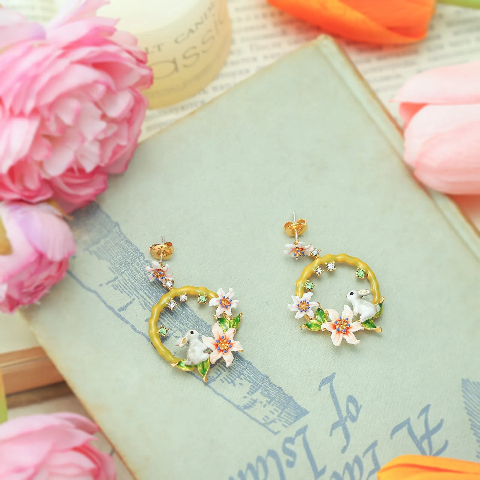 Fluffy Bunny Garland Earrings