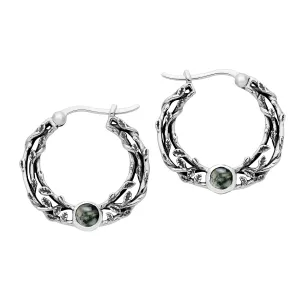 FOLKLORE - Moss Agate & Sterling Silver Hoops