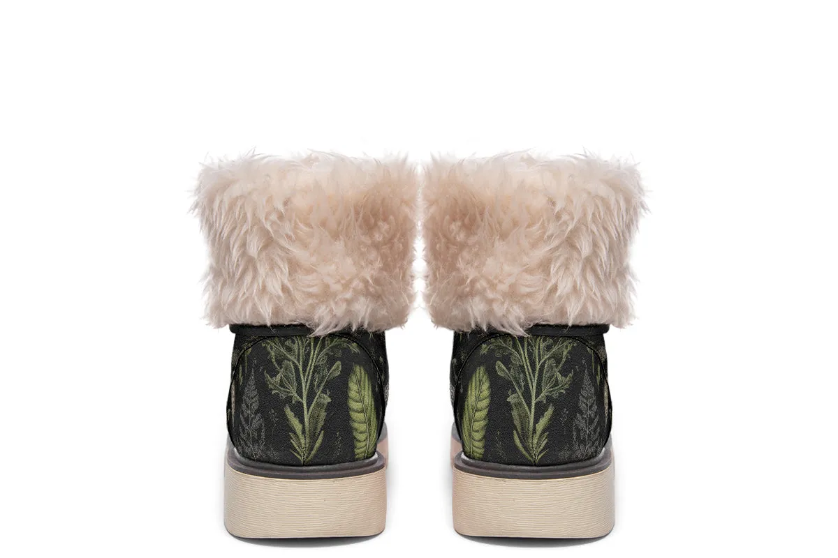 Foraging Fold Over Winter Boots - Microsuede Vegan Boots with Fur Lining and Convertible Style