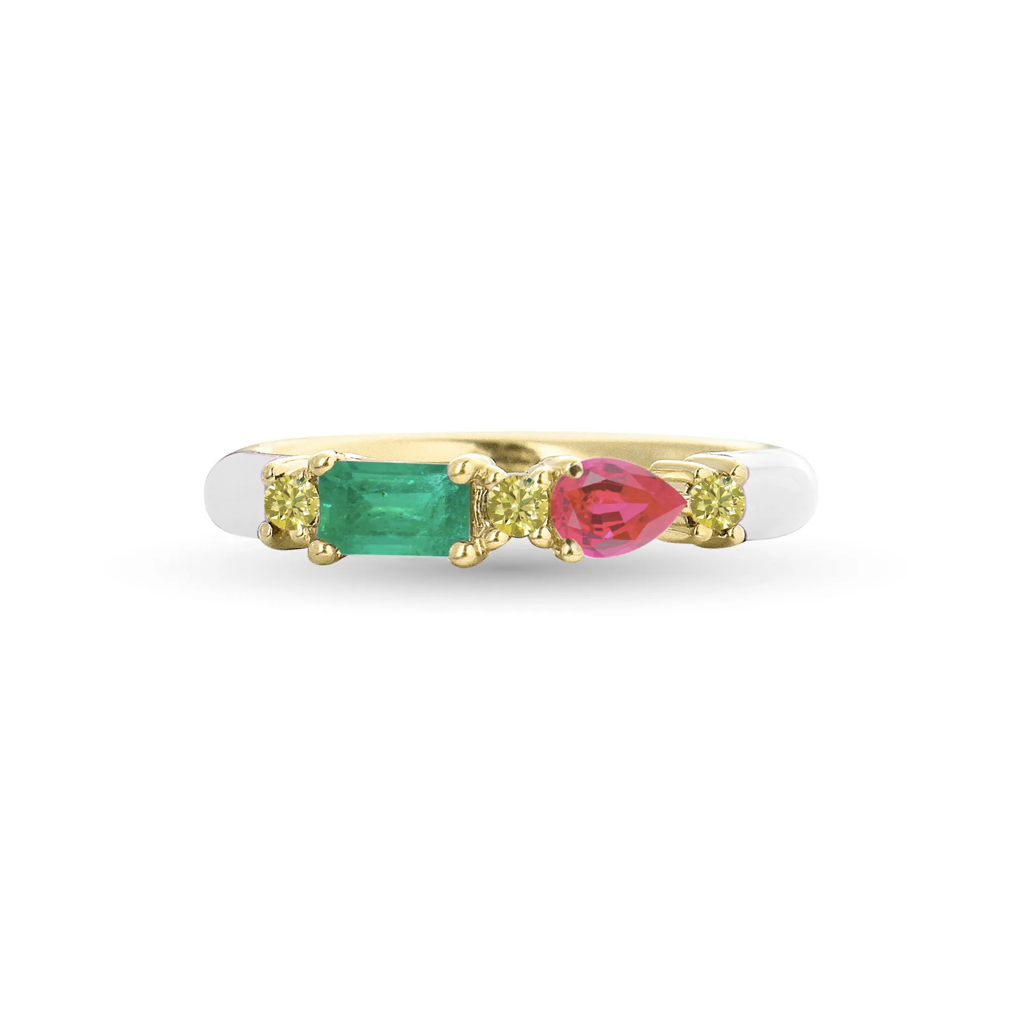 Gemstone & Diamond 14K Enamel Ring