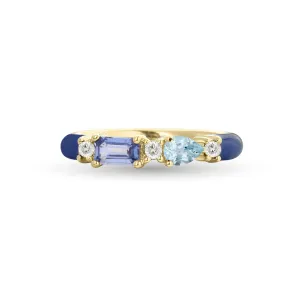 Gemstone & Diamond 14K Enamel Ring