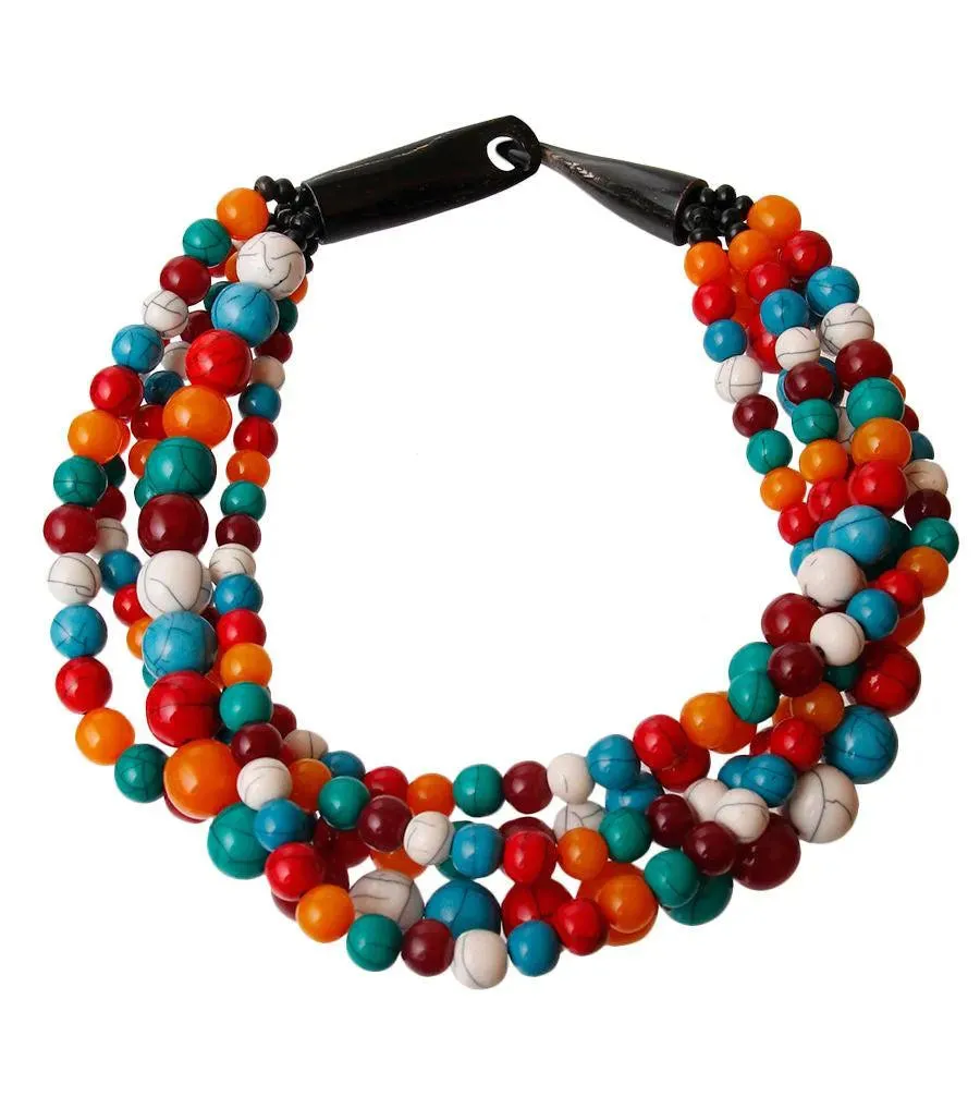 Get the Party Started with our Layered Beaded Colorful Necklace - Shop Now!