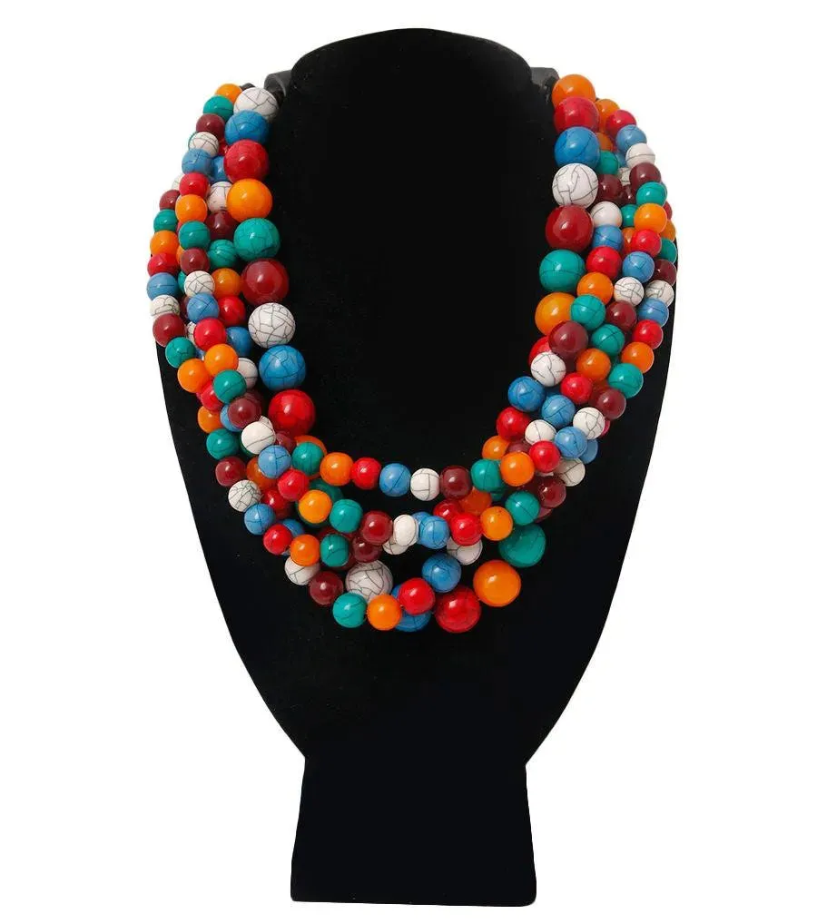 Get the Party Started with our Layered Beaded Colorful Necklace - Shop Now!