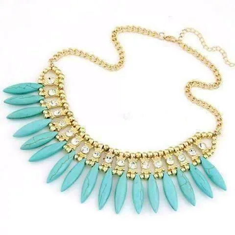 Gold Plated Funky Glam Bright Boho Bead and Rhinestone Collar Necklace for Women Special Occasion Dressy or Casual