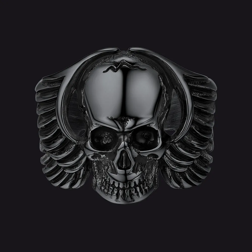 Gothic Cool Wings Skull Ring for Men