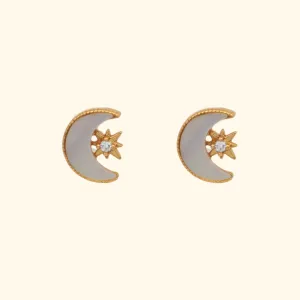 Half Moon Pearl Stud Earrings