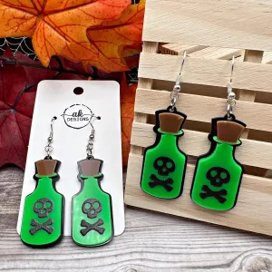 Halloween Potion Skull Creepy Acrylic Hypoallergenic  Earrings