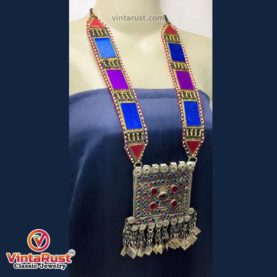 Handmade Tribal Multicolor Pendant Necklace