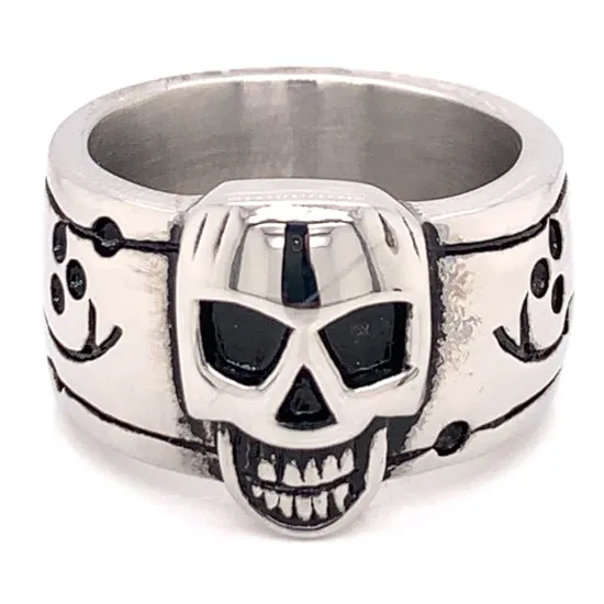 Highly Polished Skull Stainless Steel Ring / KRJ2284