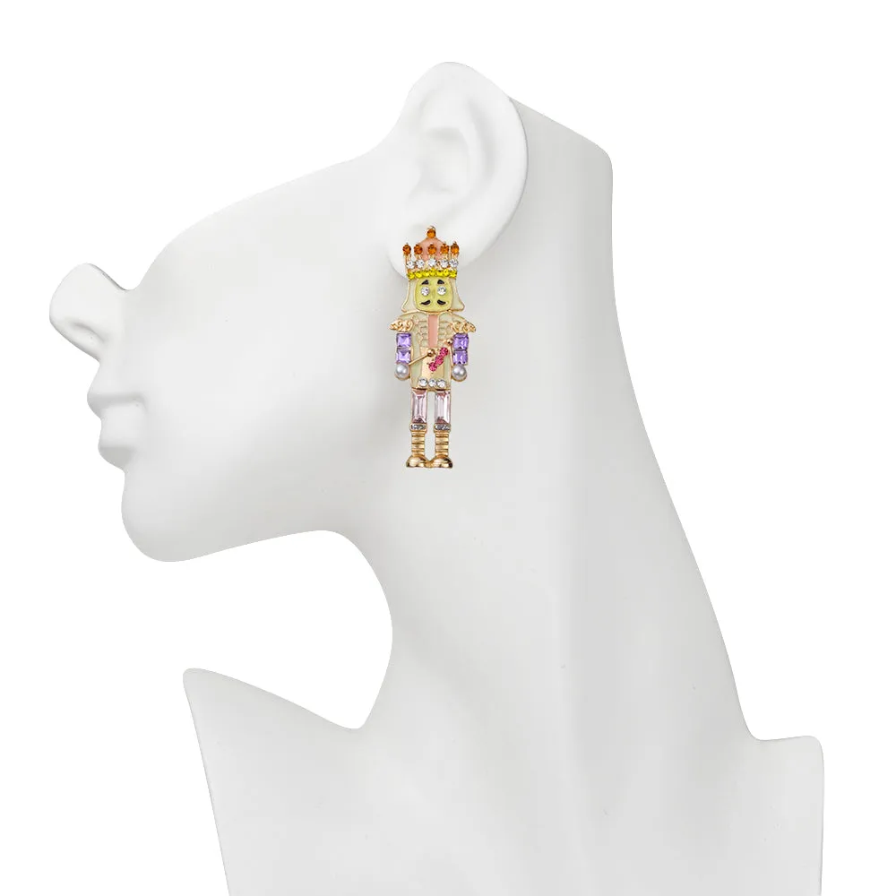 Holiday Nutcracker Pierced Earrings (Goldtone)